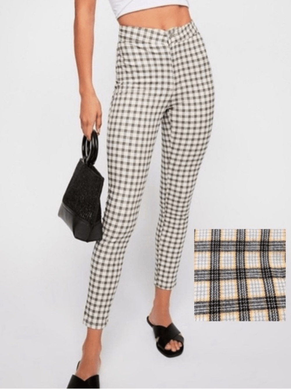 Free People Skinny Plaid High Rise Trouser Size 24